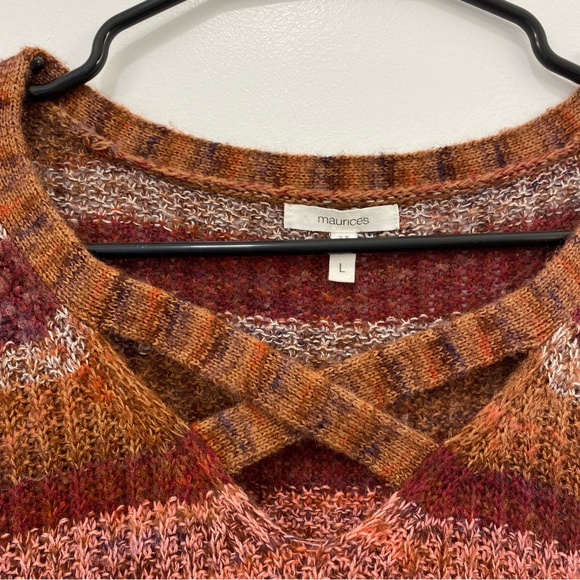 Striped criss cross neck sweater- Maurices - Picture 3 of 4